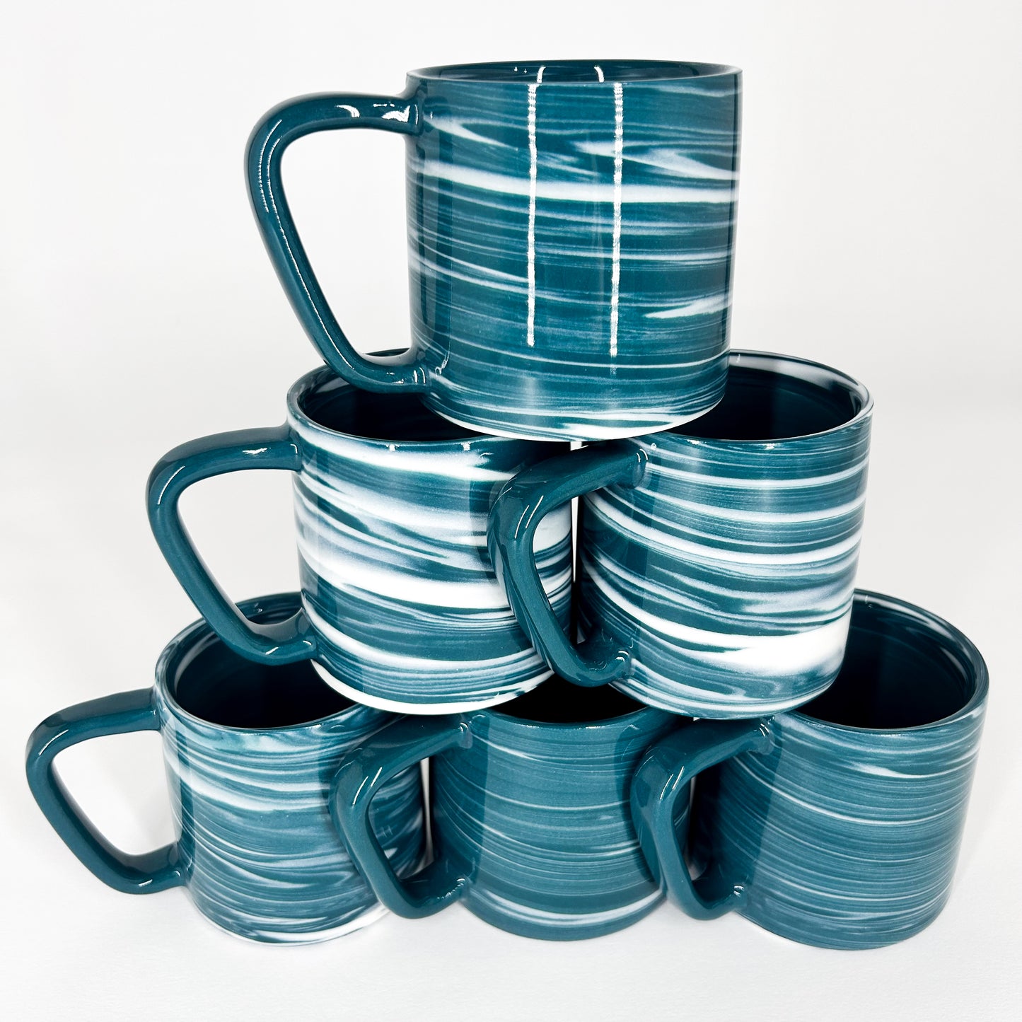 Teal and White Marbled Porcelain Mug