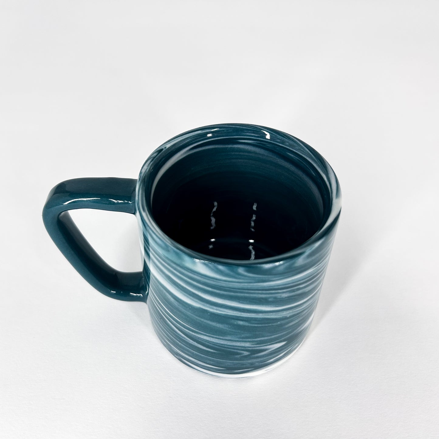Teal and White Marbled Porcelain Mug