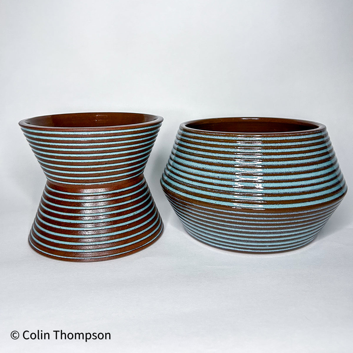 Inlaid Hourglass Turquoise Planter with Exposed Clay