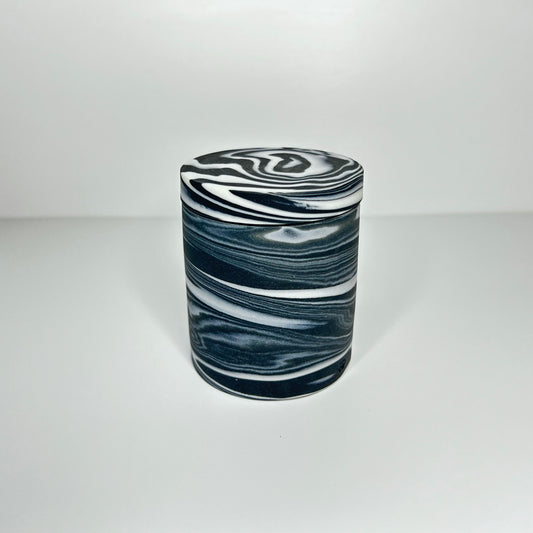 Black and White Smooth Lidded Jar