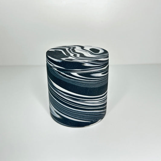 Black and White Chattered Lidded Jar