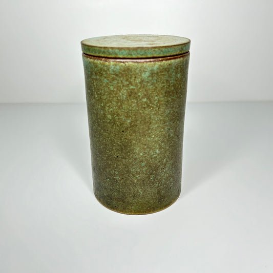 Copper Patina Stoneware Lidded Jar