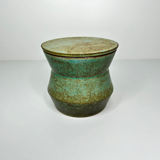 Copper Patina Angular Stoneware Lidded Jar