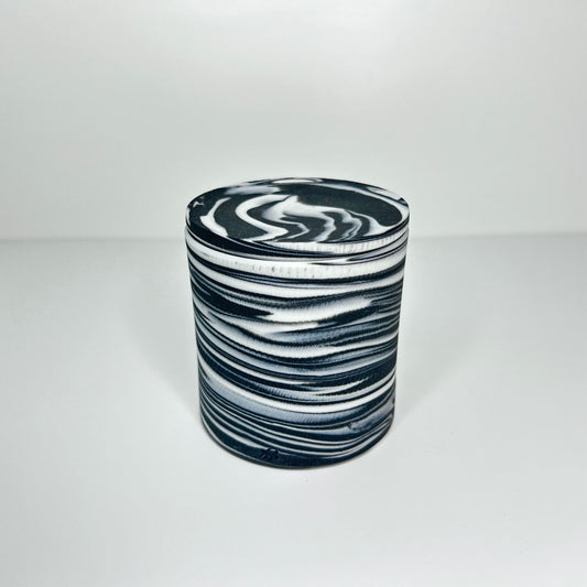 Black and White Chattered Lidded Jar