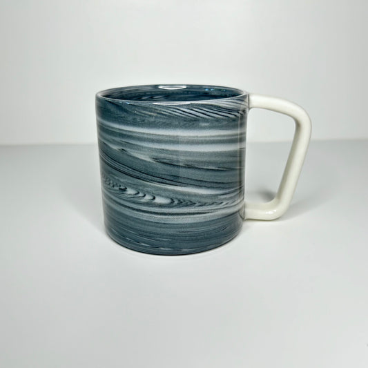 Grey and White Glossy Porcelain Mug