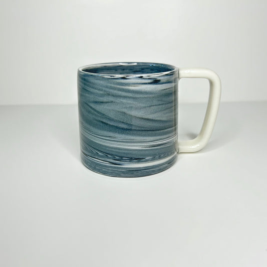 Grey and White Glossy Porcelain Mug