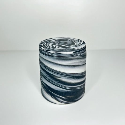 Grey and White Chattered Lidded Jar