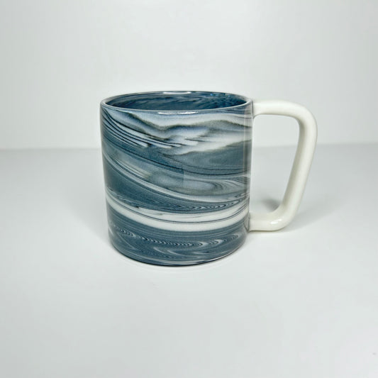 Grey and White Glossy Porcelain Mug