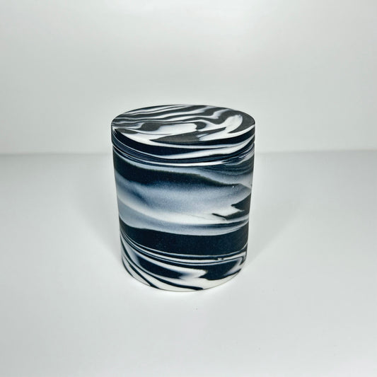 Black and White Smooth Lidded Jar