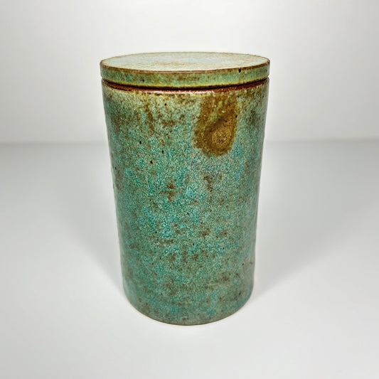 Copper Patina Stoneware Lidded Jar