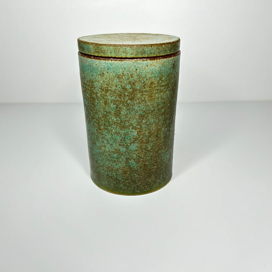 Copper Patina Stoneware Lidded Jar