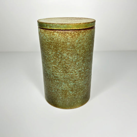 Copper Patina Stoneware Lidded Jar