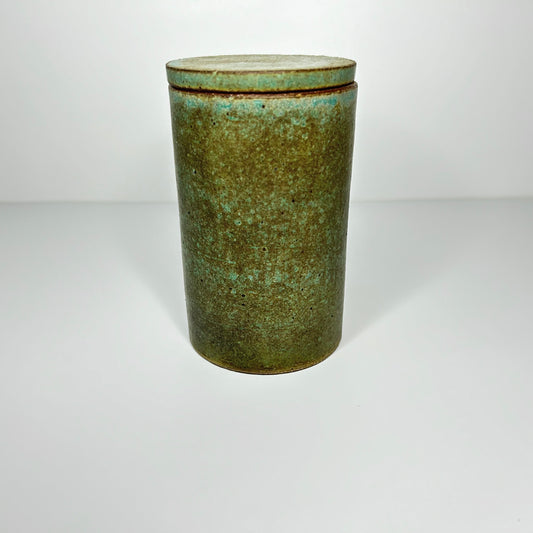 Copper Patina Stoneware Lidded Jar