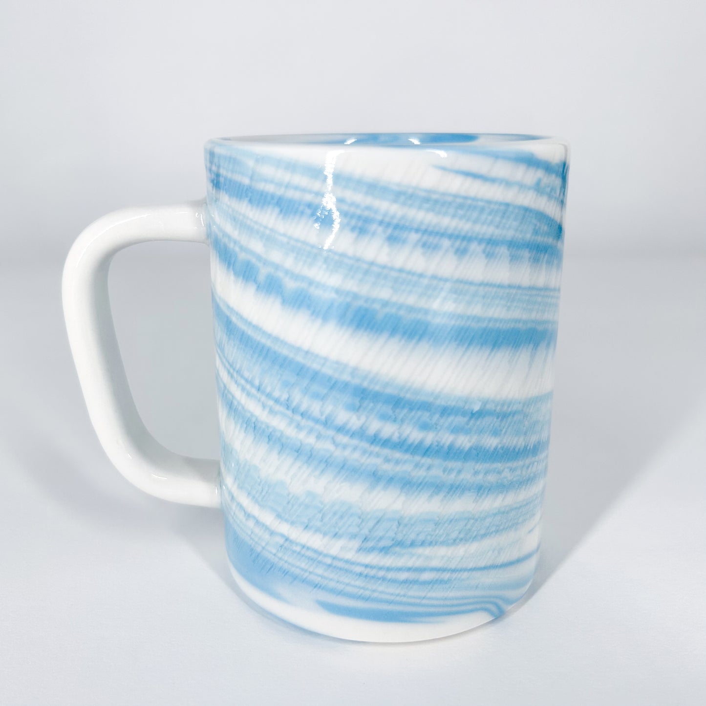 Sky Blue and White Marbled Porcelain Large Mug