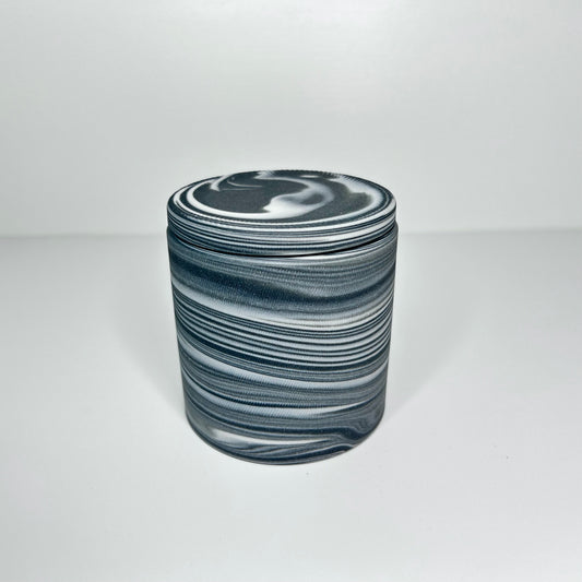 Grey and White Chattered Lidded Jar