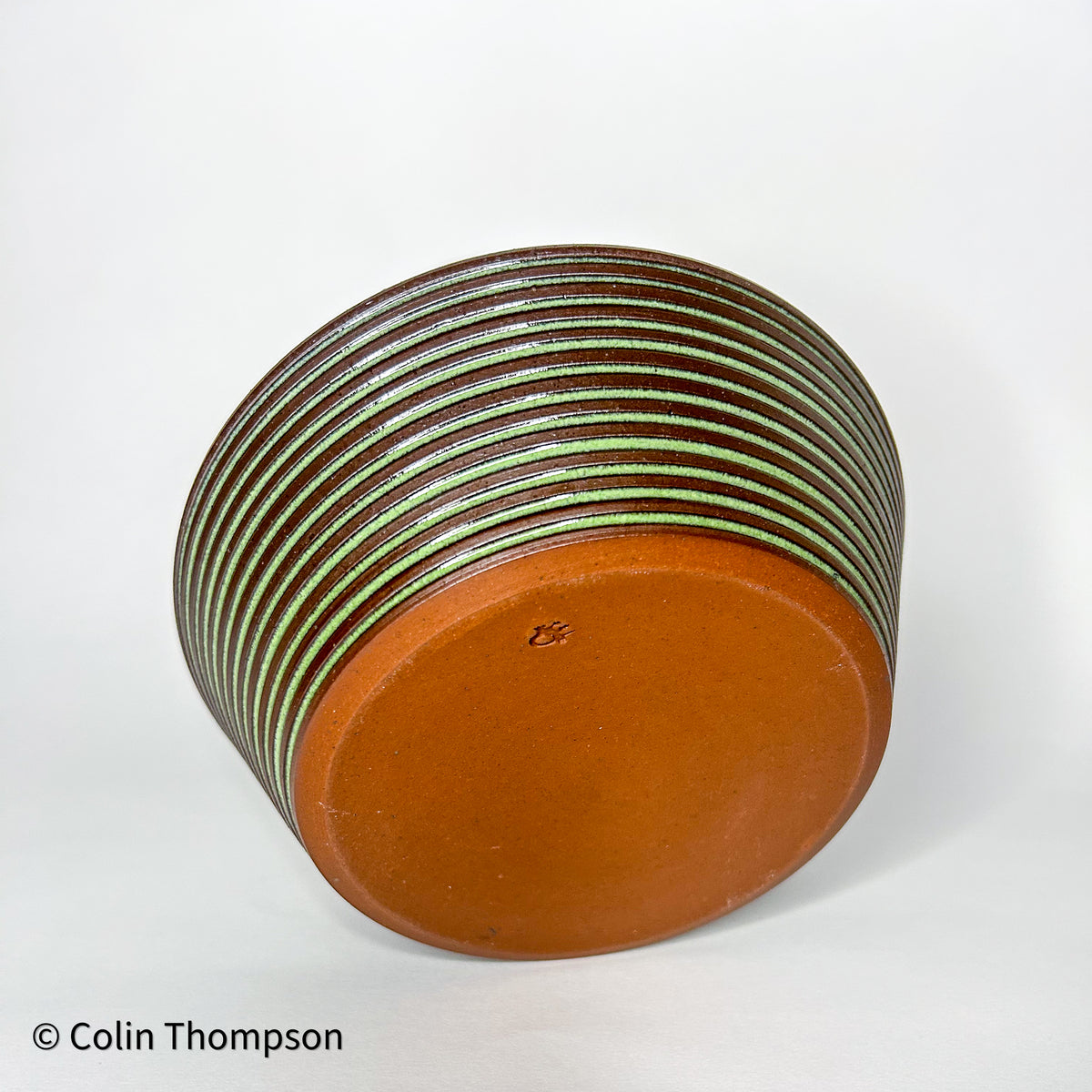 Inlaid Biconical Dover Green Planter with Exposed Clay