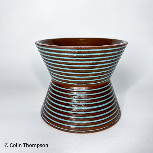 Inlaid Hourglass Turquoise Planter with Exposed Clay