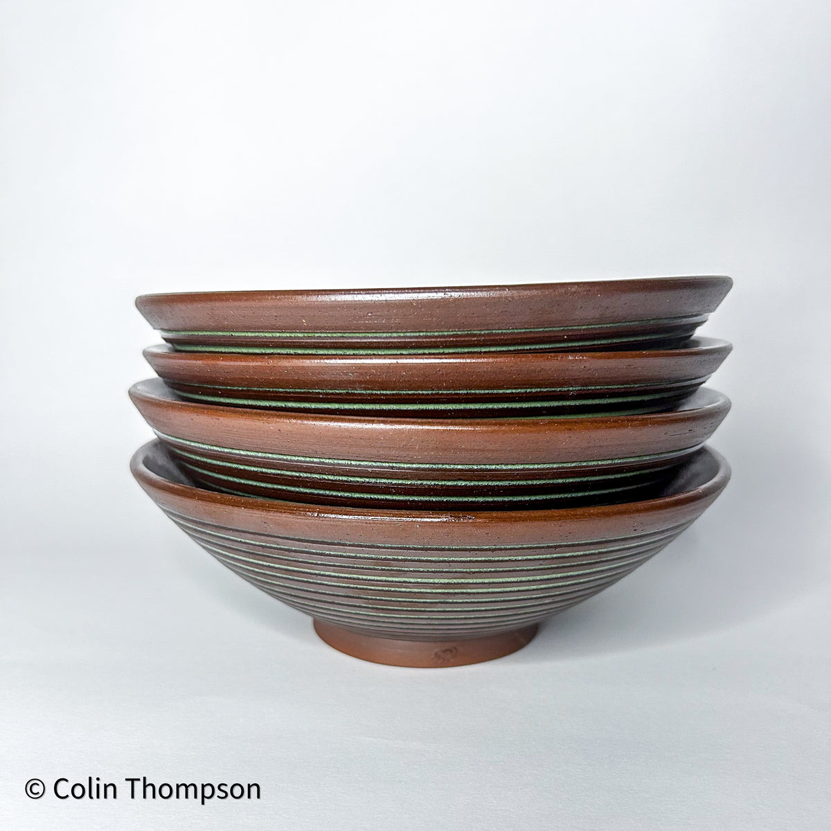 Inlaid Dover Green Bowl with Exposed Clay